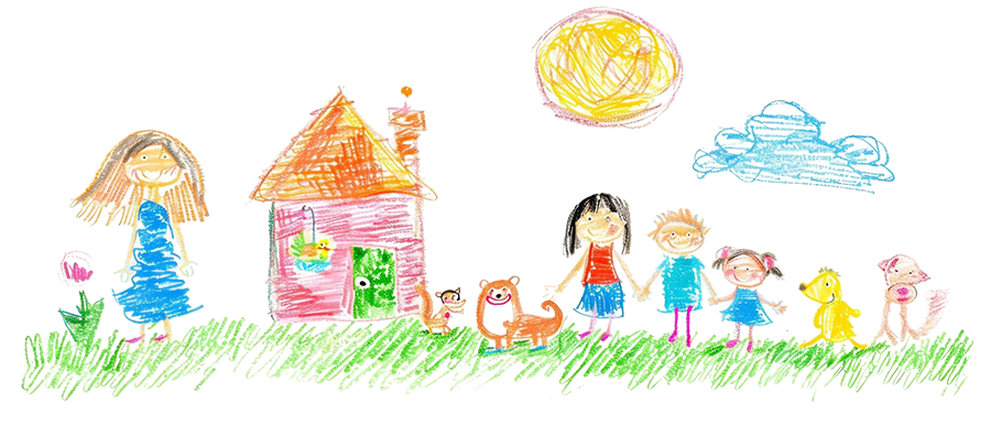 Child's drawing of family